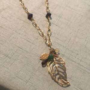 Lovely Long Gold Leaf Necklace